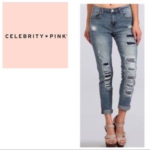 Celebrity Pink distressed girlfriend jeans